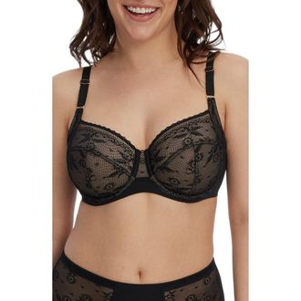 Skarlett Blue Lacy Full Coverage Underwire Bra in Black at Nordstrom, Size 34Ddd