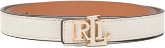 Ralph Lauren Accessoires, Dames, Wit, S, Leer, Logo Omkeerbare Gekorrelde Lederen Riem