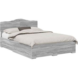 vidaXL Bed Frame with Drawer Grey Sonoma 140 x 200 cm Engineered Wood vidaXL