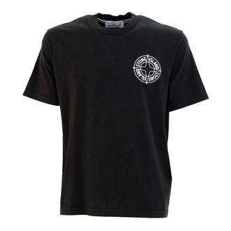 Stone Island T-Shirts, male, Black, Size: L Crew Neck Cotton T-Shirt