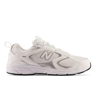 New Balance Hombre 408 en Blanco/Gris/Negro, Talla 40.5