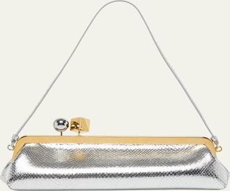 Jacquemus La Pochette Salon Snakeskin-Embossed Leather Clutch Bag