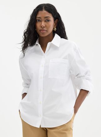 Contemporaine Womens Patch pocket loose poplin shirt