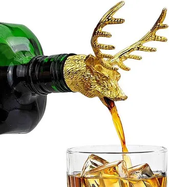OEM Dispensador De Vino Con Tap&oacute;n, Accesorio De Bar De Aleaci&oacute;n De Zinc Tap&oacute;n Silicona Seguridad, Dispensador Vino Prueba Derrames (golden Reindeer)