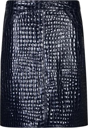 Tom Ford Croc Print Rok - Dames - Leren & Su&egrave;de rokken - Blauw - S - Leer - Rokken