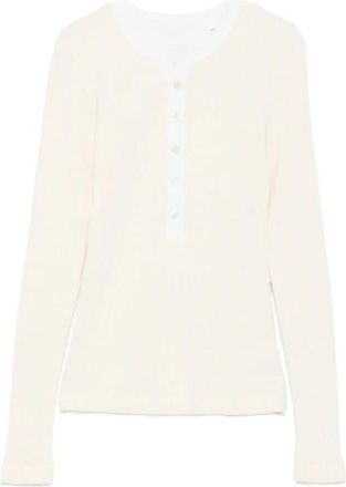 Citizens Of Humanity Drea Waffle Henley - Dames - Ronde hals truien - Beige - S - Katoen - Truien & Vesten