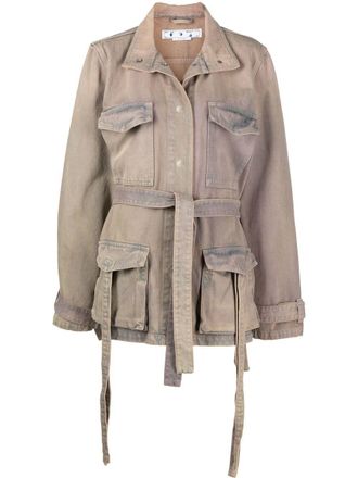 Off-white dyed denim field jacket - women - Cotton/Cotton - 38 - Brown