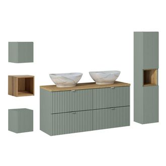 Petits Meubles Set de muebles con lavabo 4 cajonesestratificado Verde marr&oacute;n