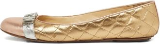 Moschino Ballerine in pelle con logo - Oro