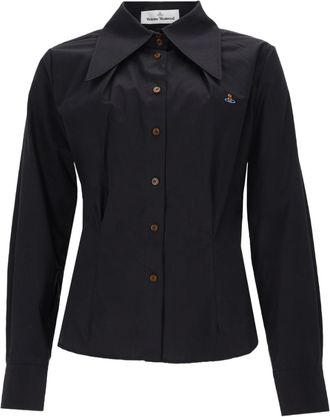 Vivienne Westwood Black Fitted Pointed Collar Cotton Shirt