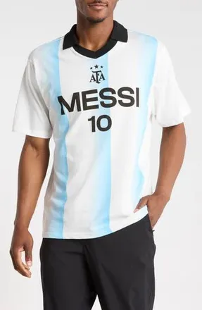 Goodie Two Sleeves Argentina Messi Cotton Jersey in White at Nordstrom Rack, Size Xx-Large