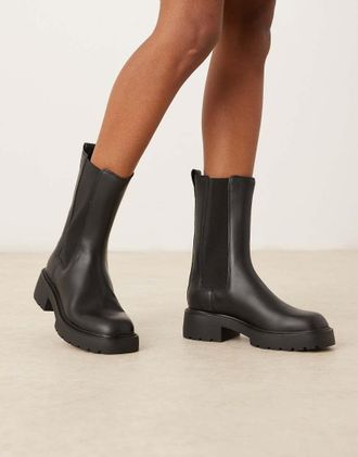Calvin Klein Stivali alti neri con suola spessa-Nero