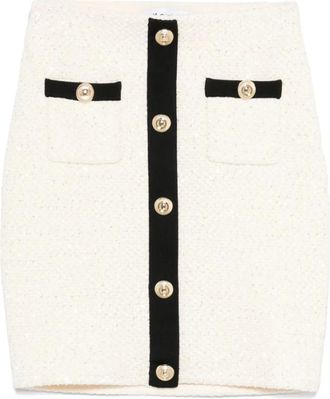 Self Portrait Witte Rok met Knoopdetail - Dames - Korte rokken - Wit - L - Rokken
