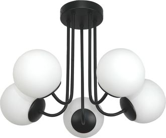 OEM L&aacute;mpara De Techo Colgante, Negra, Pantalla De Cristal, Blanca, 15-190 Gosti
