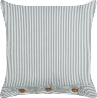 Beliani Beliani - Coj&iacute;n Decorativo Moderno Cuadrado Botones Estampado A Rayas Verde Y Blanco 45 X 45 Cm Sebrine