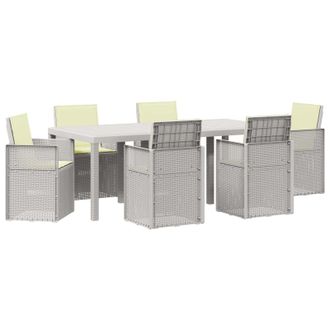 vidaXL Conjunto De Comedor De Jard&iacute;n Con Coj&iacute;n 7 Pcs Blanco Y Crema Pp Vidaxl
