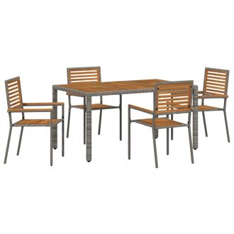 vidaXL Conjunto De Comedor De Jard&iacute;n 5 Pcs Gris Y Marr&oacute;n Vidaxl