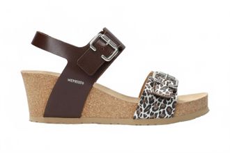 Mephisto Womens Lissandra Wedge Sandals In Chestnut Panthera