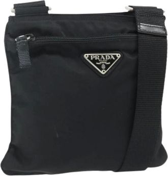 Prada Pre-owned Cross Body Bags, female, Black, Size: ONE SIZE Pre-owned Nylon Shoulder Bag