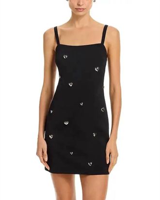 Milly Colette Heart Applique Mini Dress In Black