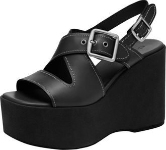 Coach Coach Womens Archival Buckle Wedge Platform, Charcoal/Black, 6 UK