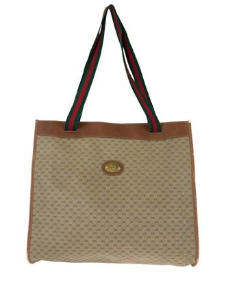 Gucci Brown Gg Supreme Canvas & Leather Tote (Authentic Pre-Loved)