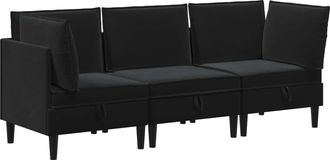 vidaXL Juego De Muebles De Sal&oacute;n 3 Uds. Negro Terciopelo Vidaxl