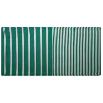 Beliani Alfombra De Exterior De Material Sint&eacute;tico Verde 90 X 180 Cm Patr&oacute;n Geom&eacute;trico A Rayas Ecol&oacute;gico Moderno Minimalista Haldia