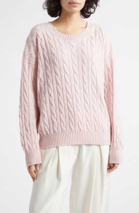 Johnstons of Elgin Kylesku Cashmere Crewneck Sweater in Rosetta Pink at Nordstrom, Size X-Large