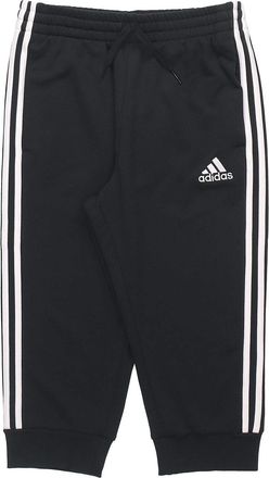 adidas M 3s Ft Tc 34pt Logo Embroidered Stripe Knit Bundle Feet Cropped Pants Black GK8987
