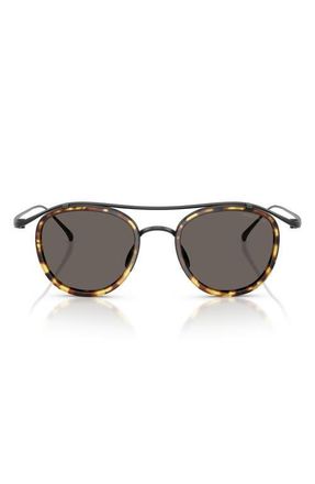Armani 46mm Round Sunglasses in Matte Black /Dark Grey at Nordstrom