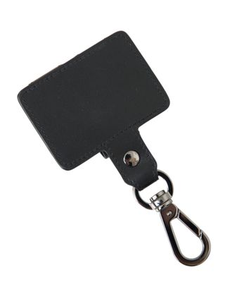 Dolce & Gabbana Womens Black Plain Leather Silver Metal Airpods Case Accessory