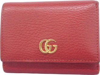 Gucci Red Color Leather Wallet (Tri-Fold) (Pre-Owned)