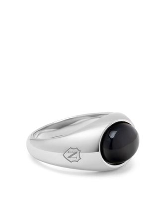Nialaya onyx engraved signet ring - Silver