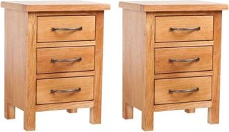vidaXL Nightstands 2 pcs 40x30x54 cm Solid Oak Wood vidaXL