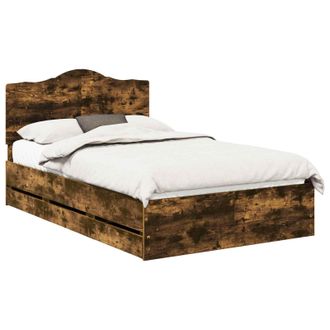 vidaXL Estructura De Cama Roble Ahumado 120 X 190 Cm Madera Ingenieril Vidaxl