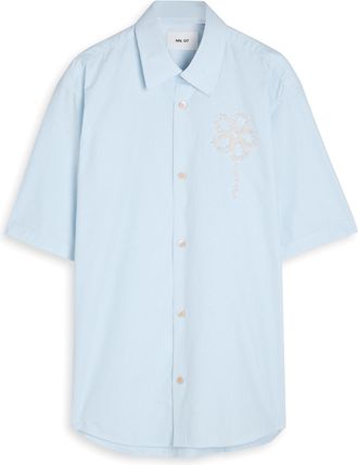 Nn.07 Freddy Floral-appliquéd Cotton Shirt - Blue - XL