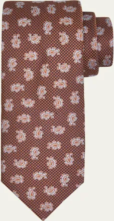 Brioni Mens Silk Paisley Jacquard Tie