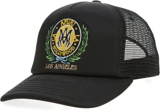 Amiri Crest Mesh Back Trucker Hat in Black at Nordstrom
