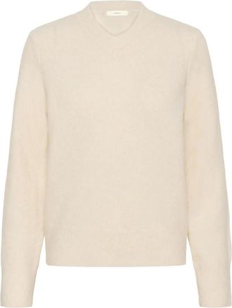 Inwear V-Neck Whisper White Melange Sweater - Dames - Ronde hals truien - Wit - 2XL - Wol - Truien & Vesten