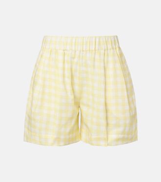 Asceno Gingham linen and cotton shorts
