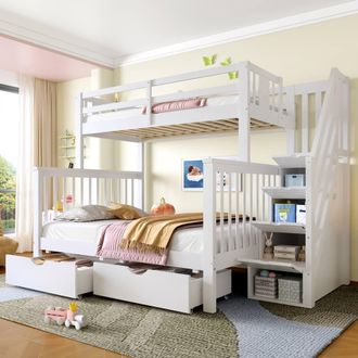 Matteo Childrens Double High Sleeper Bunk Bed - White