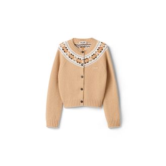 Miu Miu Wool Cardigan, Woman, Camel Brown, Size 38
