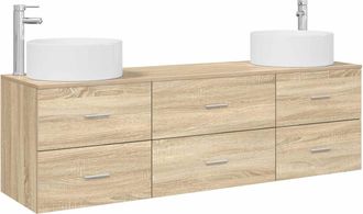 vidaXL Juego De Muebles De Ba&ntilde;o 3 Uds. Roble Sonoma Vidaxl