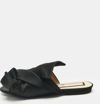 N&deg;21 N&deg;21 Black Satin Knot Flat Mules