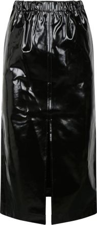 Maison Margiela Zwarte Patentleren Midi Rok - Dames - Midirokken - Zwart - XS - Rokken