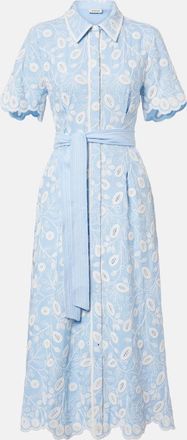 SIMKHAI Audria embroidered linen-blend midi dress