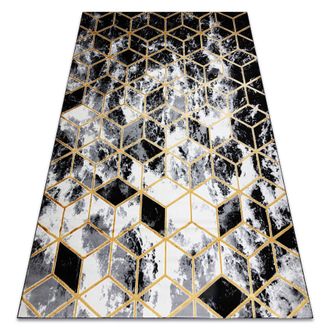 RugsX Rugsx - Alfombra Moderno 3d Gloss 409a 82 Cubo Elegante, Glamour, Art Deco Negro / Oro / Gris Black 240x330 Cm