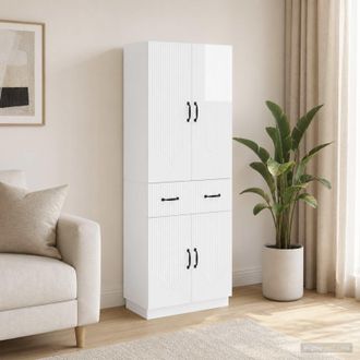 vidaXL Vidaxl Set Di Armadi 2 Pz Bianco Lucido Legno Ingegnerizzato