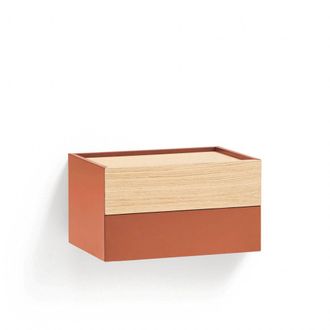 Teulat Mesita de noche suspendida 2 cajones teja y roble